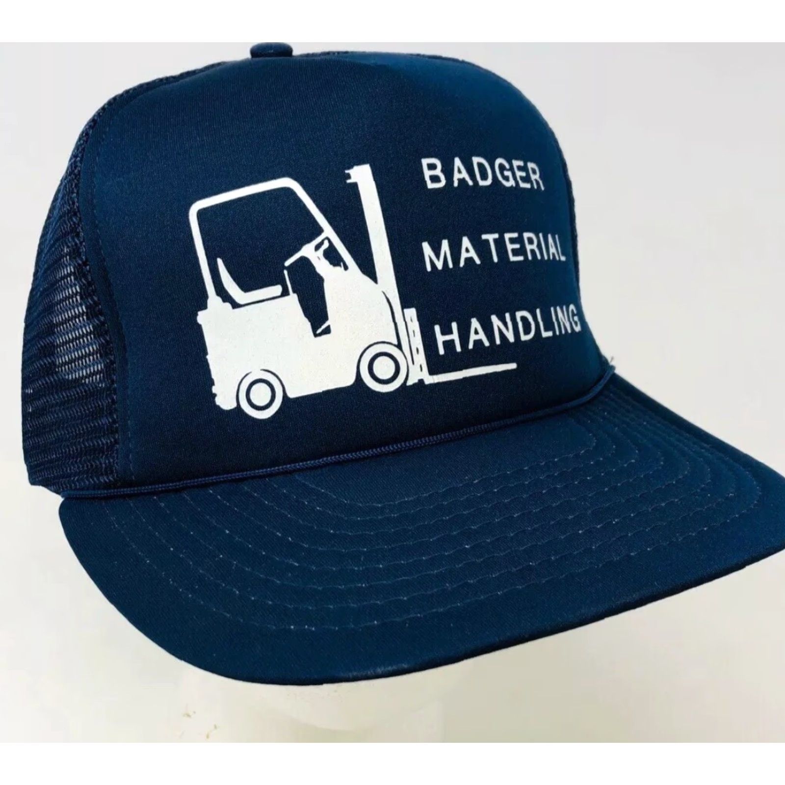 Vintage Badger Hat Trucker Adjustable Blue Men Vintage Cap Cap Advertising Wisconsin Material Handling Forklift Snapback Trucker Hat Cap Size ONE SIZE - 2 Thumbnail