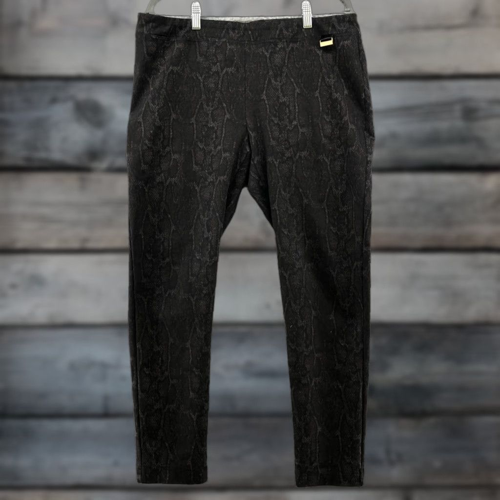 Calvin Klein Calvin Klein Ponte Leggings Pants Womens L Snakeskin Print Black Gray High Rise Size 36" / US 14 / IT 50 - 1 Thumbnail
