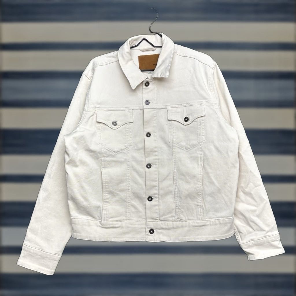 Tecovas TECOVAS Denim Jacket Mens Large Western Goods Cream Trucker Style Made in Turkey Jacket Western Mens Large Ivory Denim Cream Size US L / EU 52-54 / 3 - 1 Thumbnail