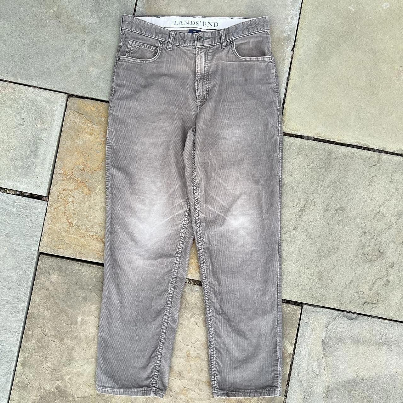 Lands' End Y2K Grey Distressed Corduroy Riveted Jeans Size US 32 / EU 48 - 4 Thumbnail
