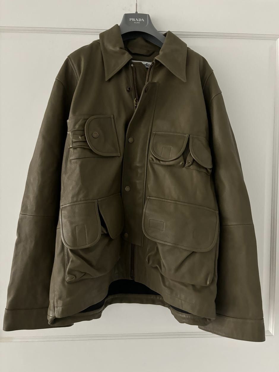 Acne Studios Acne Studios Khaki Grained Leather Jacket Size US M / EU 48-50 / 2 - 1 Thumbnail
