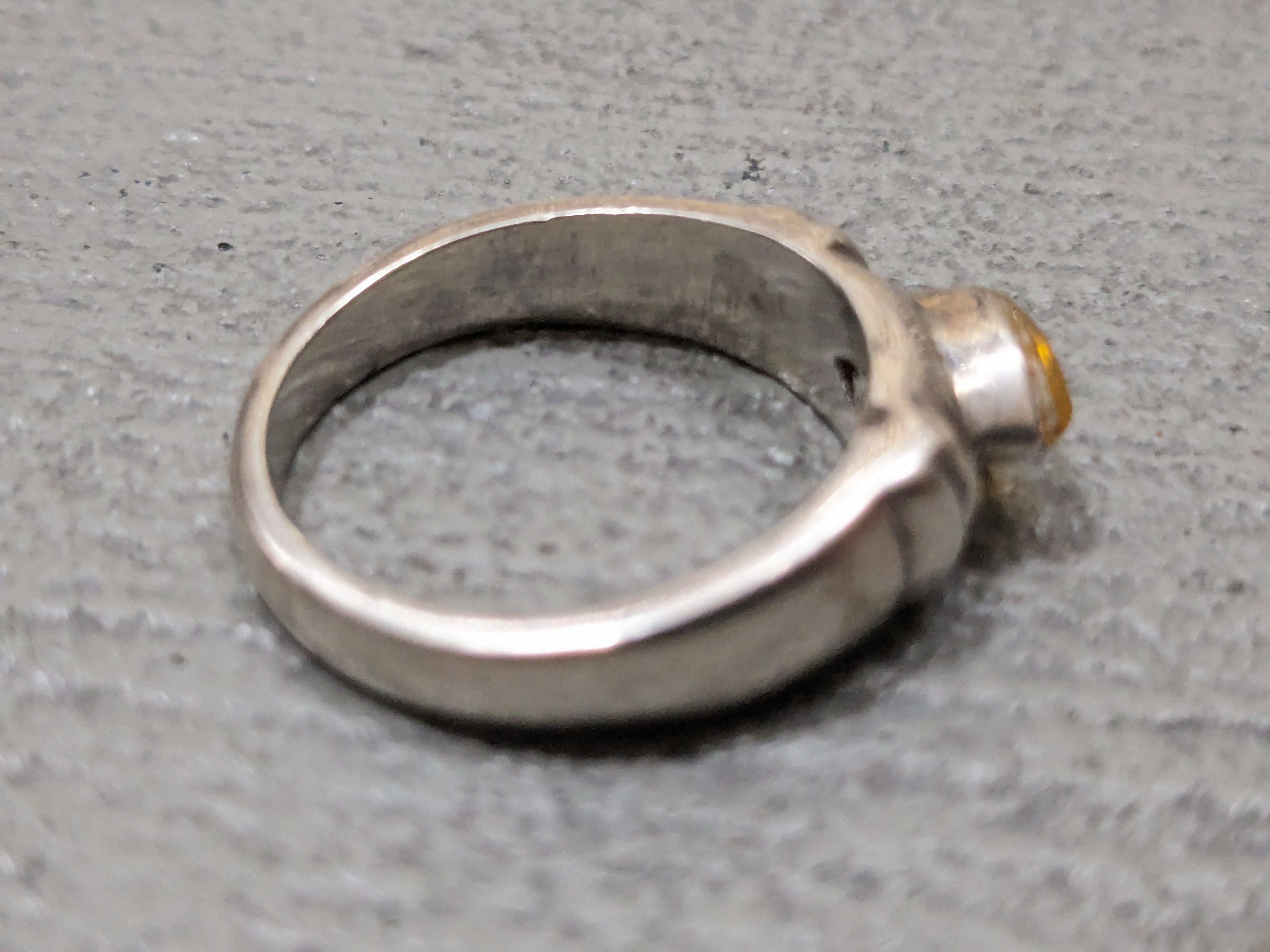 Jewelry Vintage Sterling Silver Ring 8.75 Marquise Yellow Glass Size ONE SIZE - 11 Thumbnail