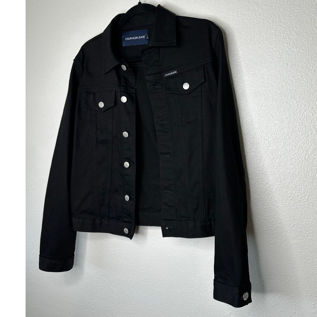 Calvin Klein Calvin Klein Black Denim Silver Button Collared Jean Jacket Size M / US 6-8 / IT 42-44 - 3 Thumbnail