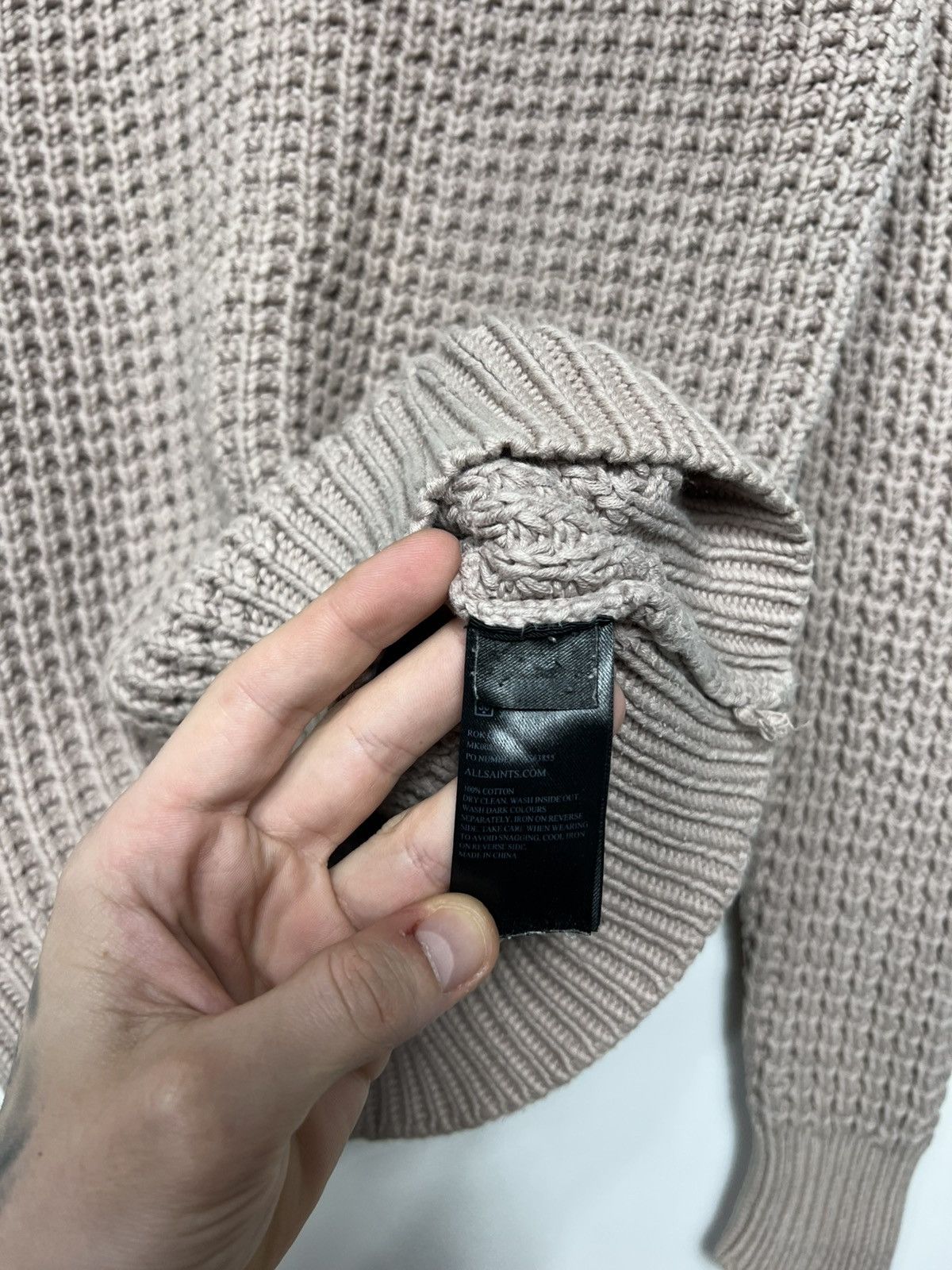 Allsaints Allsaints Light Brown Rok Crew Cable Knit Sweater Size US S / EU 44-46 / 1 - 5 Thumbnail