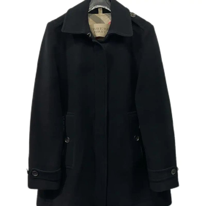 Burberry Burberry Black Wool Women's Trench Coat Size L / US 10 / IT 46 - 1 Thumbnail