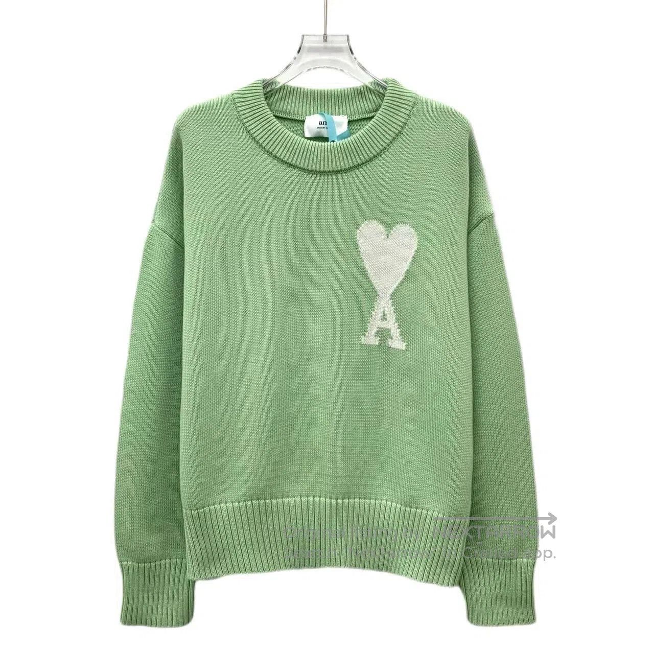 AMI Ami 2022 Green Heart Letter Sweater. Size S / US 4 / IT 40 - 1 Thumbnail