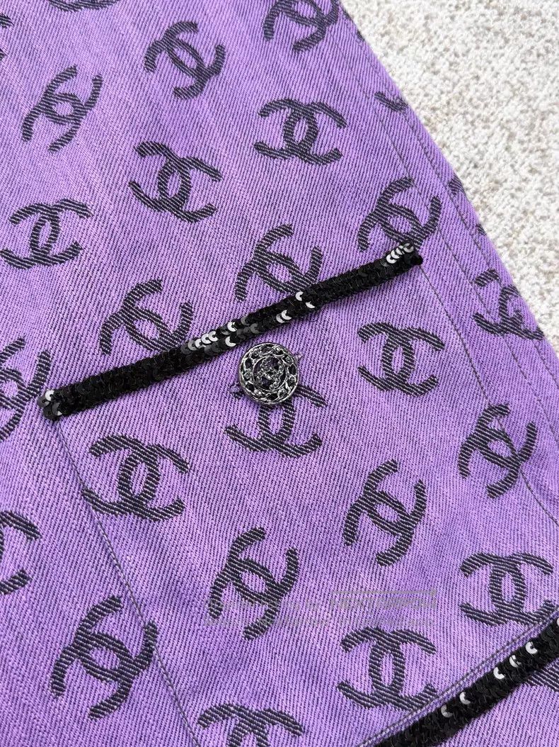 Chanel Chanel Denim ruffled edge full-print logo double C sequin Size XS / US 0-2 / IT 36-38 - 8 Thumbnail