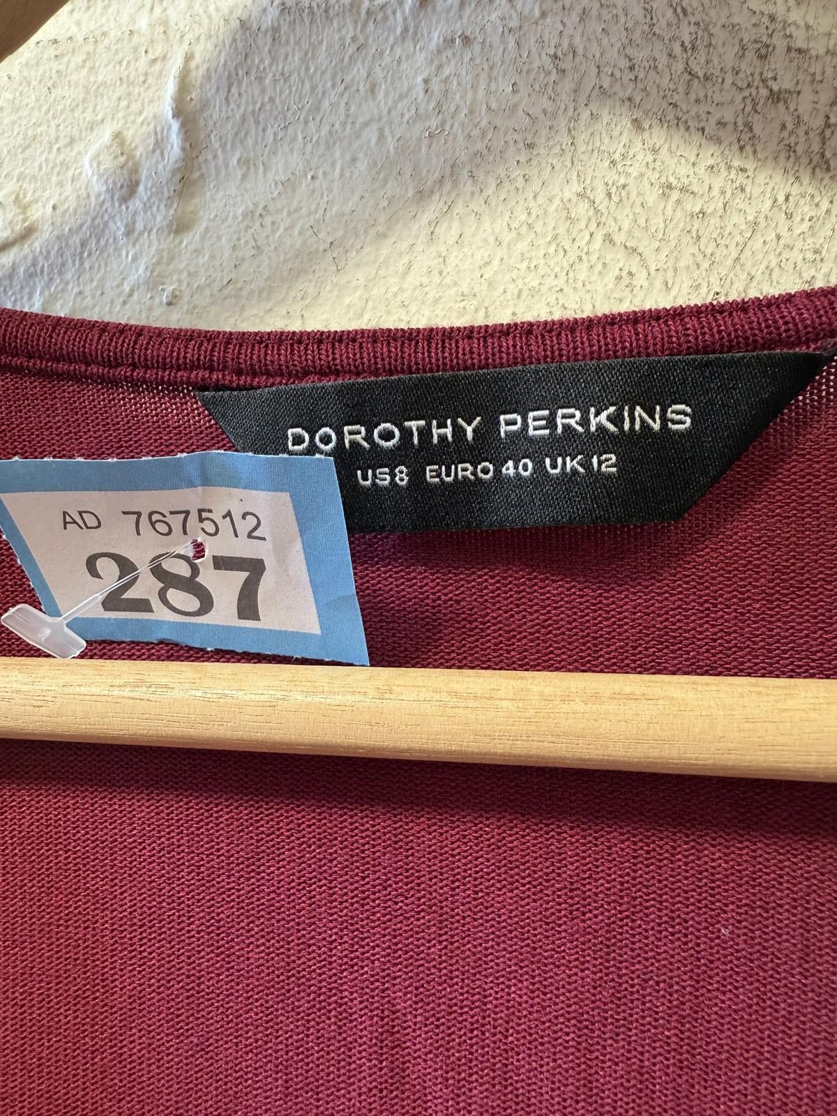 Designer Dorothy Perkins Burgundy Lace Trim Wrap Top Size M / US 6-8 / IT 42-44 - 2 Thumbnail