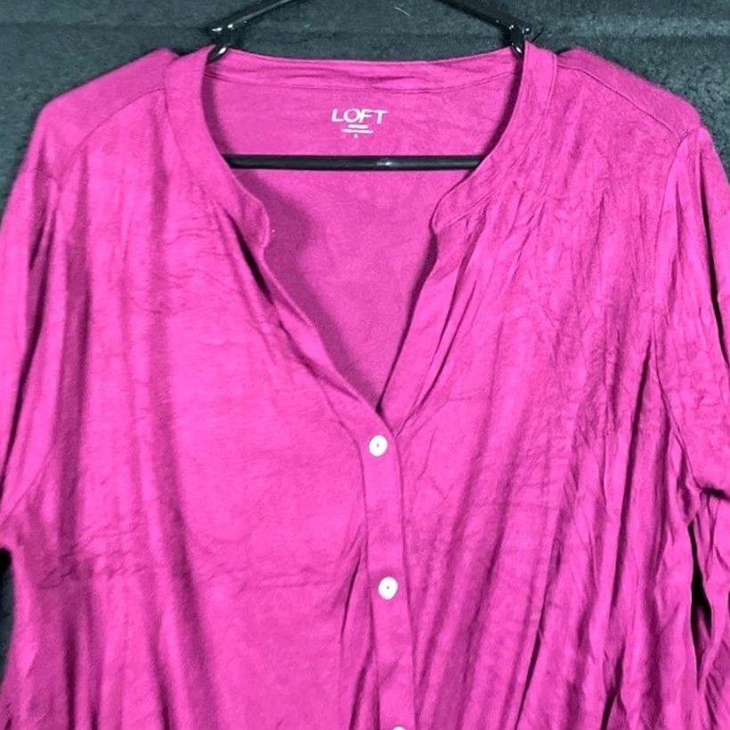 Loft LOFT Outlet Womens Shirt Purple V Neck Front Twist Pullover Stretch Large Size L / US 10 / IT 46 - 2 Thumbnail