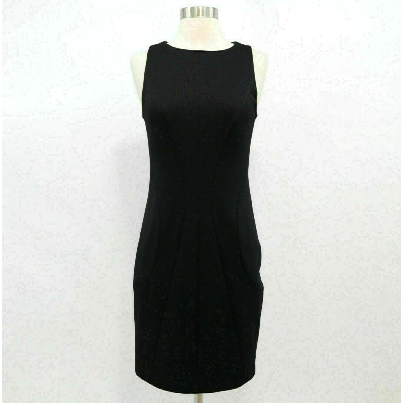 image of Joseph Ribkoff Sheath Dress Womens Us 4 Black Lbd Stretch Career in White (Size Small)