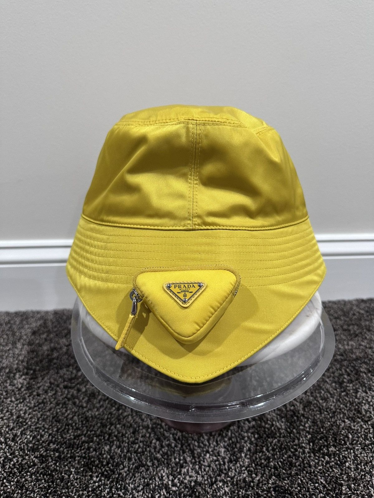 Prada Prada Yellow Re-Nylon Triangle Pouch Logo Bucket Hat Size ONE SIZE - 1 Thumbnail