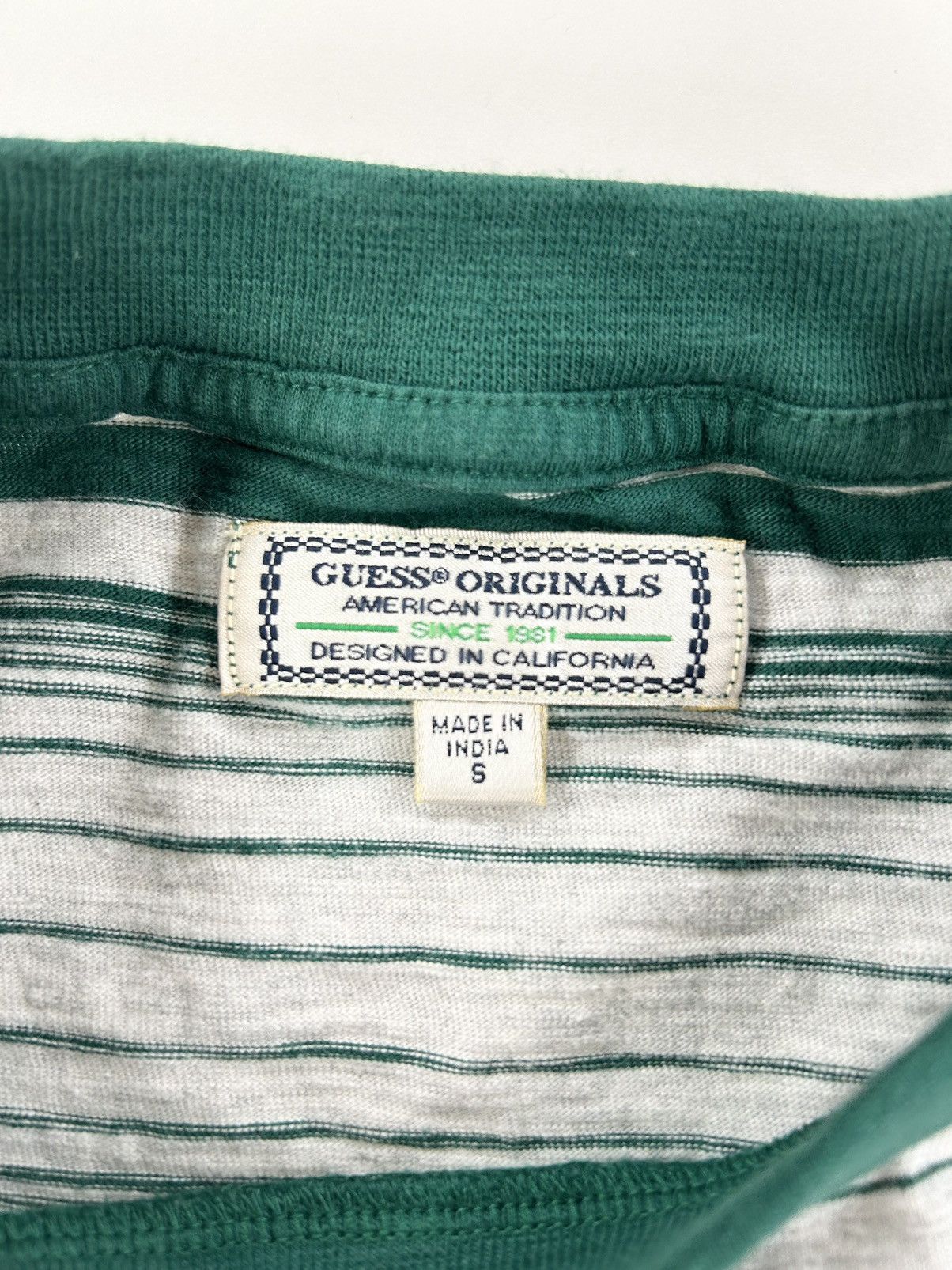 Guess Vintage Guess green striped tee Size US M / EU 48-50 / 2 - 3 Thumbnail