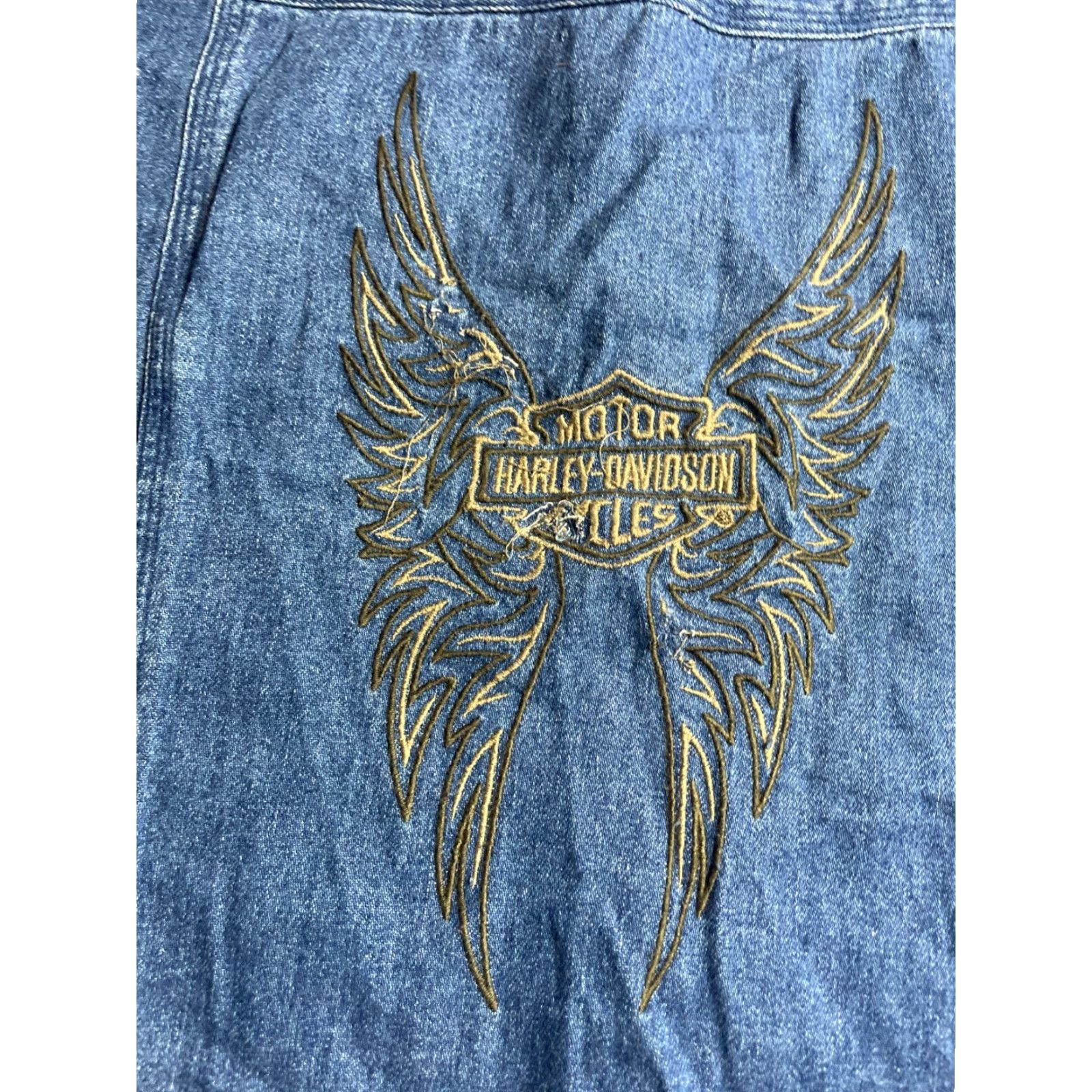 Harley Davidson Harley-Davidson Shirt Womens Small Denim Slim Fit Embroidered Button Up - Blue - Casual Size S / US 4 / IT 40 - 5 Thumbnail