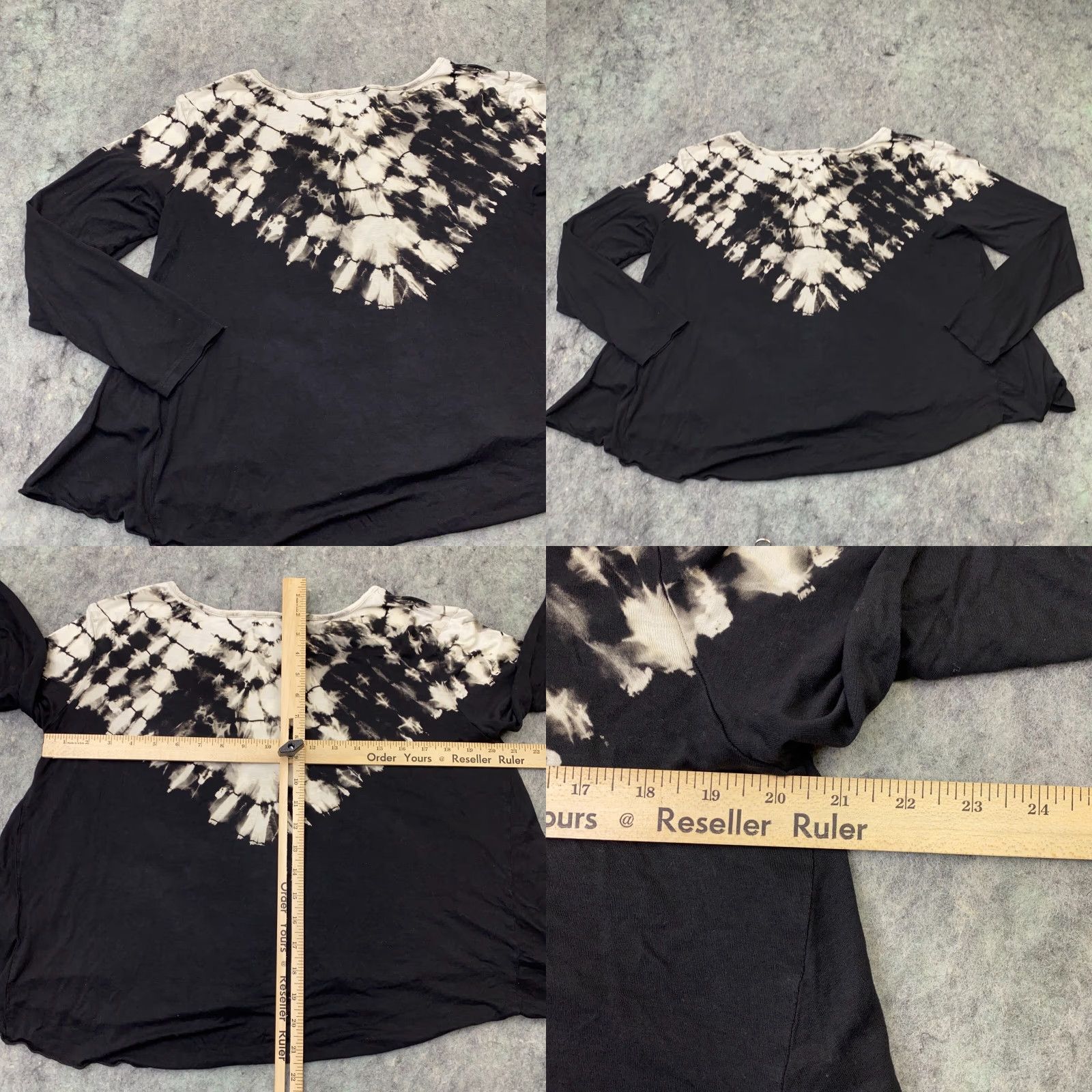 Vintage Patrons of Peace Womens Shirt Adult Small Black Tie Dye Long Sleeve Boho Blouse Viscose Round Neck Fashion 90s Bohemian Womens Size S / US 4 / IT 40 - 8 Thumbnail