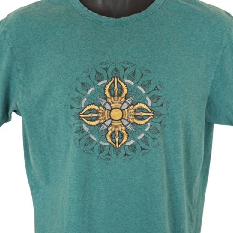 Vintage JuJu Bajra Mandala T Shirt Womens XL Green Nepal Size XL / US 12-14 / IT 48-50 - 2 Thumbnail