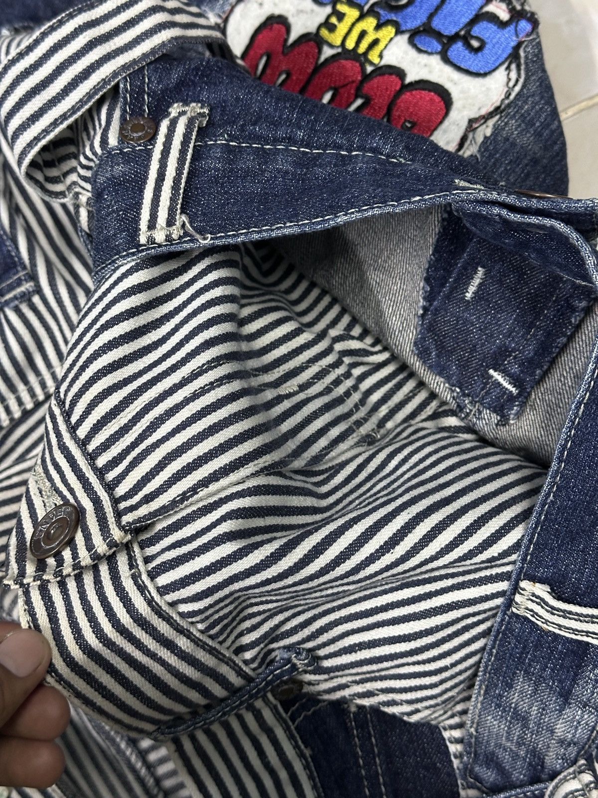 Kapital Double Waist💥 Blue Washed Embroid Hickory Style 💥 Size US 36 / EU 52 - 8 Thumbnail