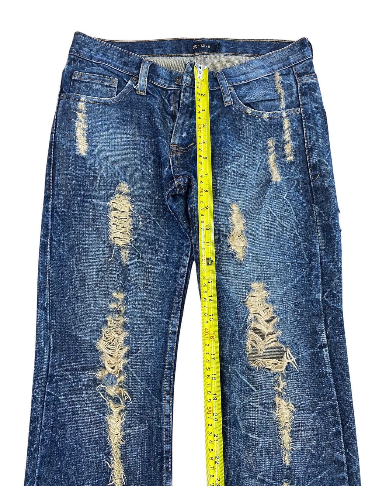 Japanese Brand Vintage Kui Brand Cracked Distressed Style Flare Jeans Size US 30 / EU 46 - 8 Thumbnail