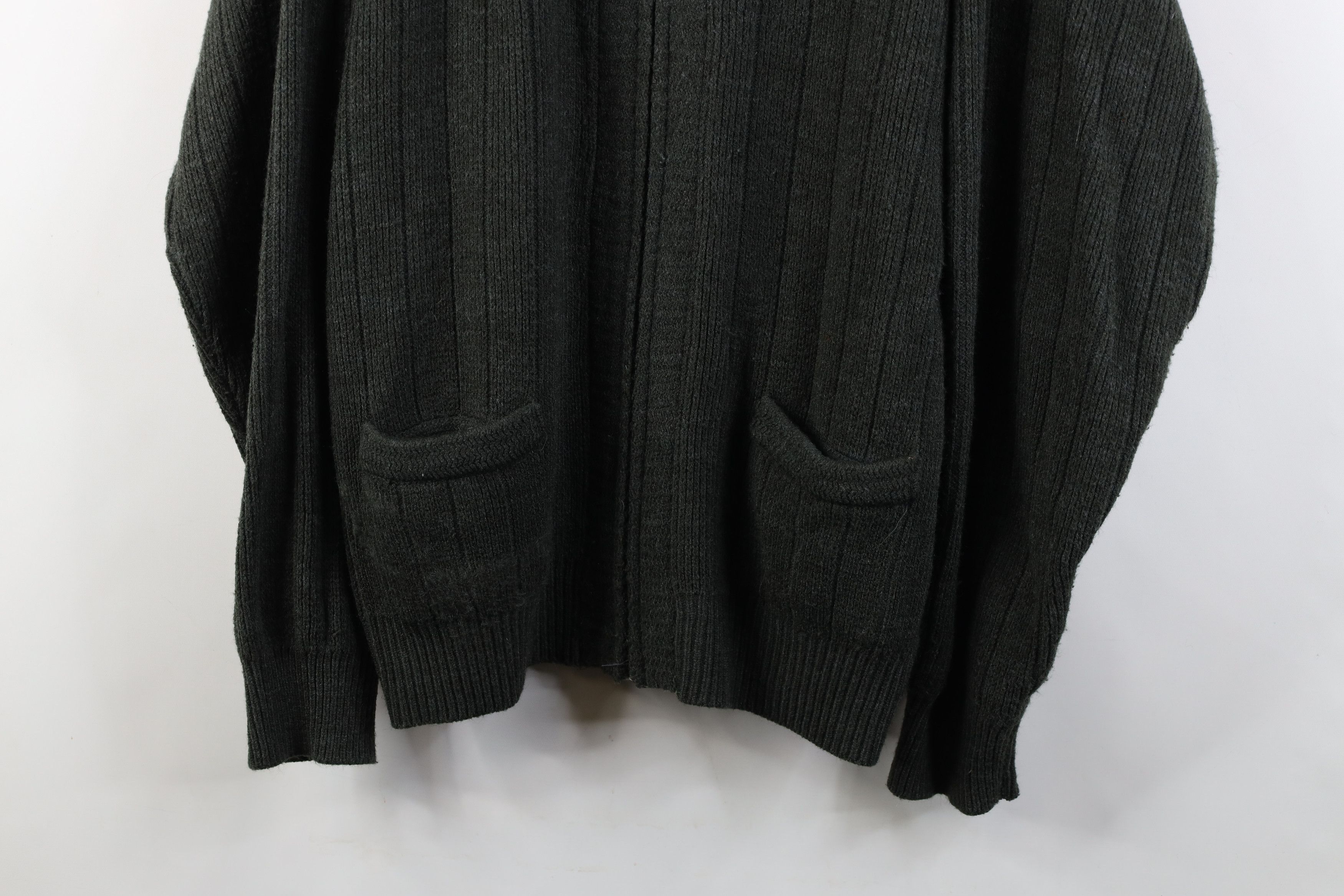 Vintage Vintage 90s Streetwear Ribbed Zip Cardigan Sweater Green Size US XL / EU 56 / 4 - 3 Thumbnail