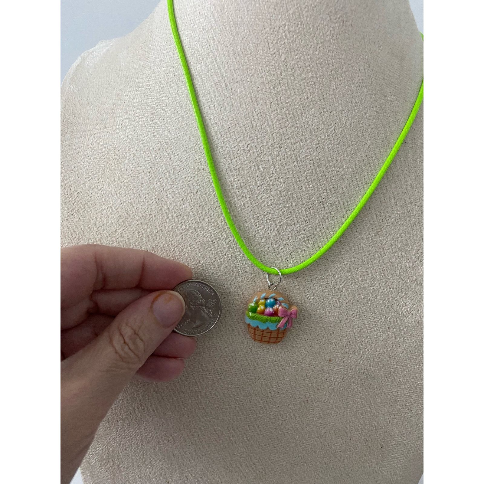 Handmade Easter basket pendant necklace Size ONE SIZE - 2 Thumbnail