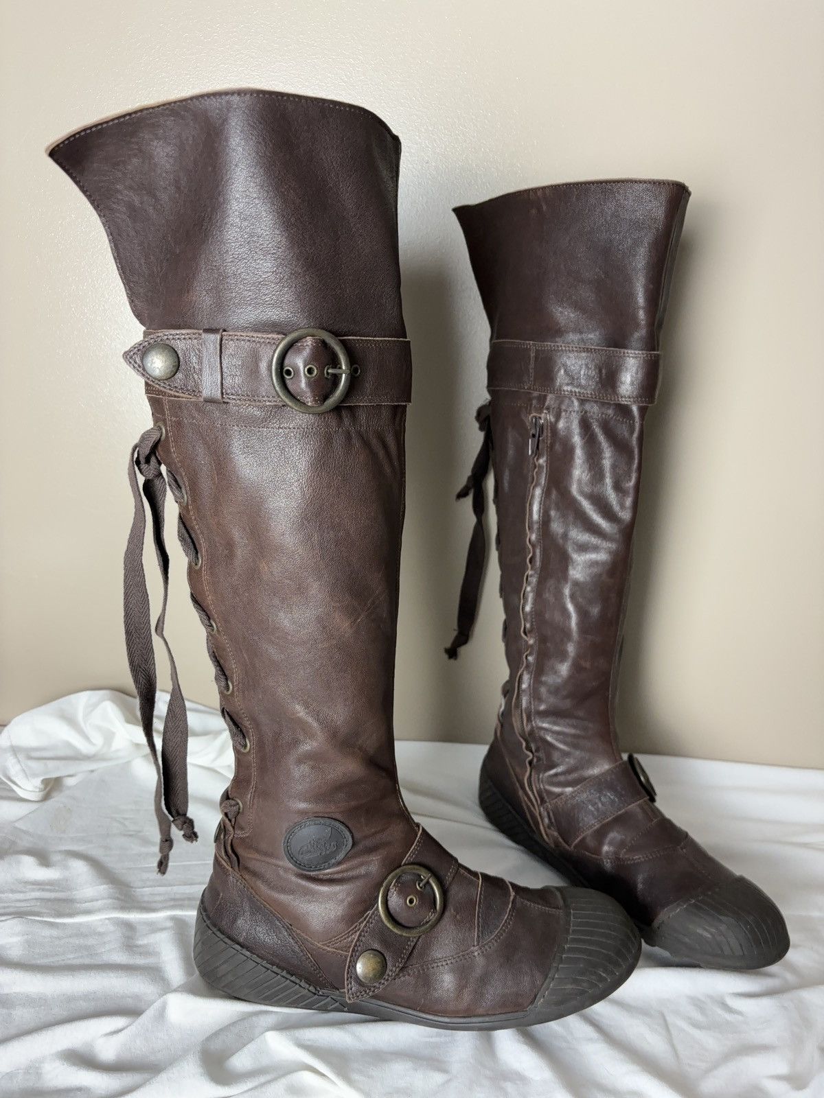 Pataugas high leather boots lace up moto vintage shoes