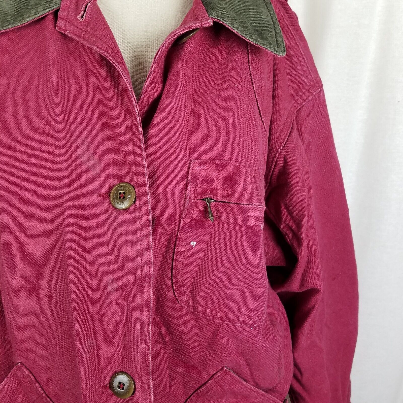 L.L. Bean LLBean Plaid Lined Red Sunwashed Canvas Barn Jacket Coat M Size M / US 6-8 / IT 42-44 - 4 Thumbnail