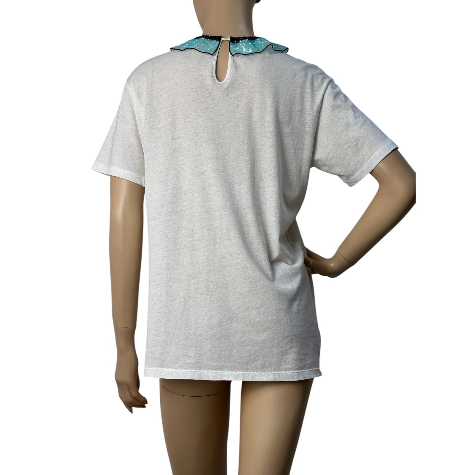 Gucci Gucci Embroidery Sequin Collar T-shirt Top Sz.M Size M / US 6-8 / IT 42-44 - 2 Thumbnail