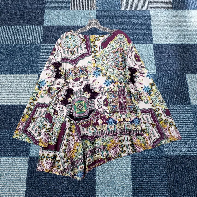 Vintage One World Blouse Shirt Womens 2X White Round Neck Studded Bohemian Tunic - Boho All Seasons Accessories (Plus) Size XXL / US 16-18 / IT 52-54 - 1 Thumbnail