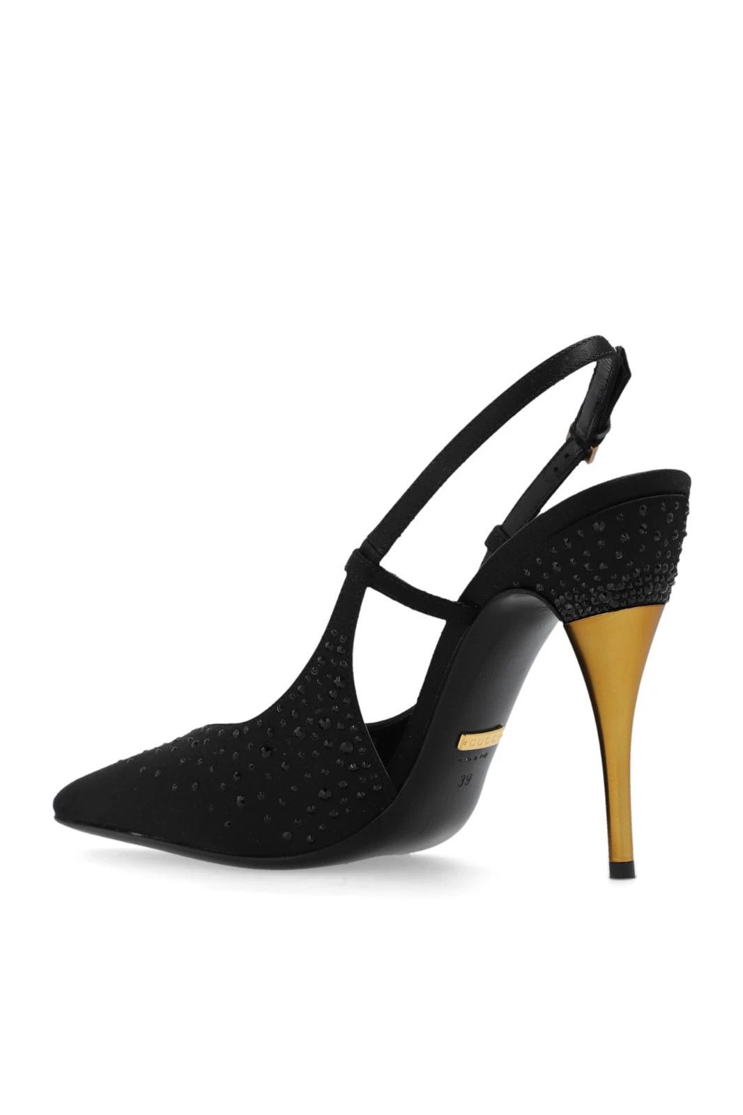 Gucci GUCCI Black Crystal Embellished 130mm Slingbacks Size US 10 / IT 40 - 2 Thumbnail