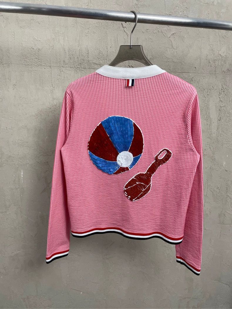 Thom Browne Thom browne Pink and white striped back sequin badminton ca Size S / US 4 / IT 40 - 2 Thumbnail