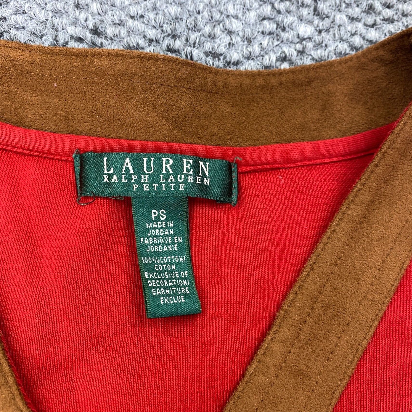 Ralph Lauren Lauren Ralph Lauren Womens Petite Small Red V-Neck Tunic 3/4 Sleeve Blouse Shirt Size S / US 4 / IT 40 - 2 Thumbnail