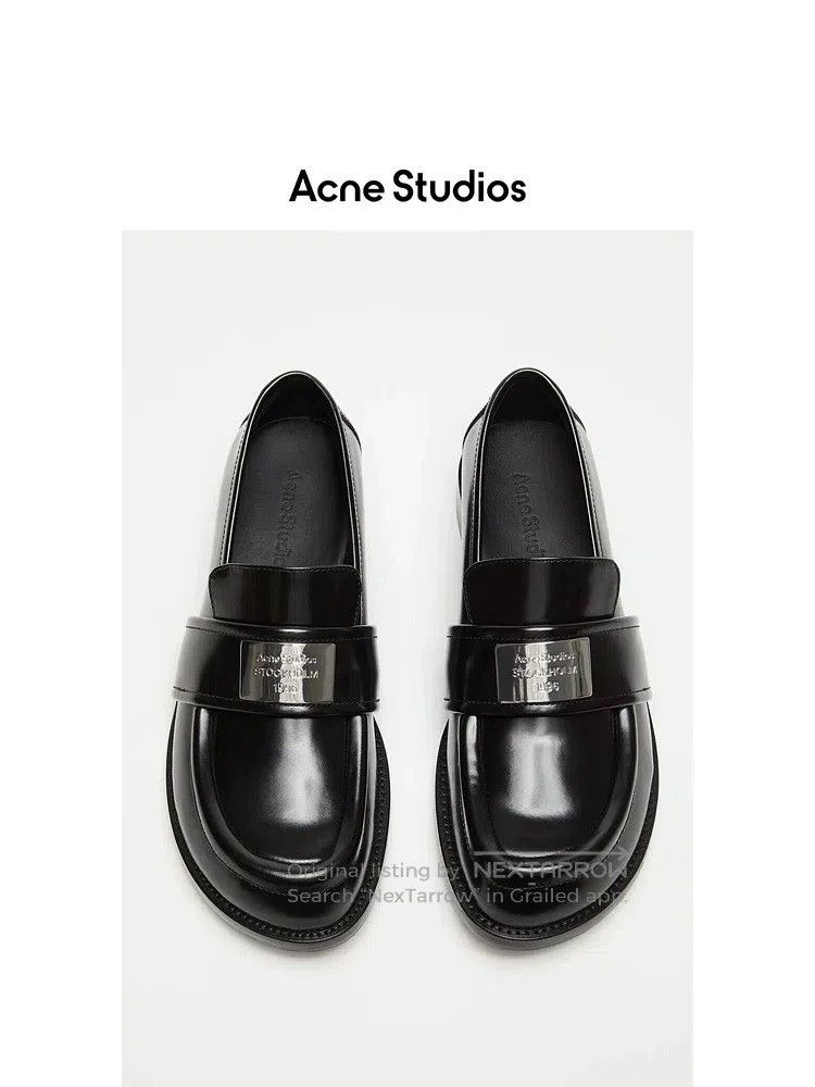 Acne Studios Round-Toe Slip-On Loafers with Silver Metal L