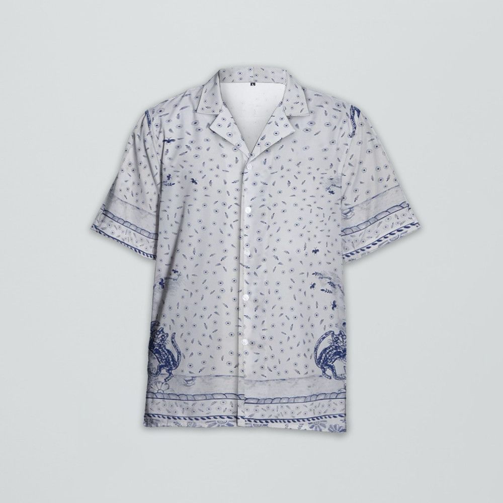 Designer Hylton Nel Shirt – White and Navy Blue Size US L / EU 52-54 / 3 - 3 Thumbnail