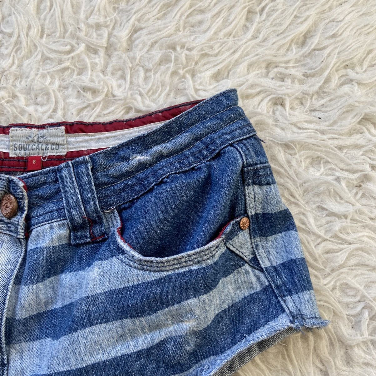 If Six Was Nine 📌 Vintage Soulcat USA Flag Metal Stars Y2K Shorts Size 30" / US 8 / IT 44 - 5 Thumbnail
