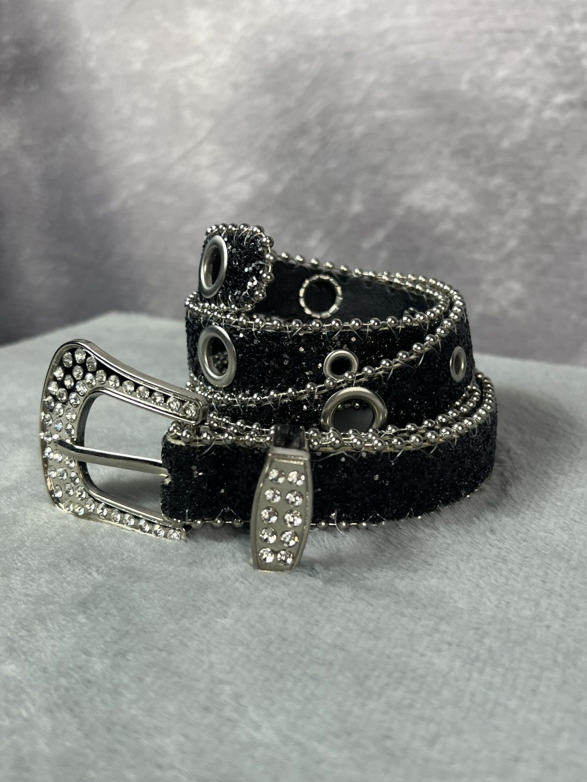 Other Black Glamour Rhinestones Y2K Thin Belt Gothic Punk Grunge Size ONE SIZE - 7 Thumbnail
