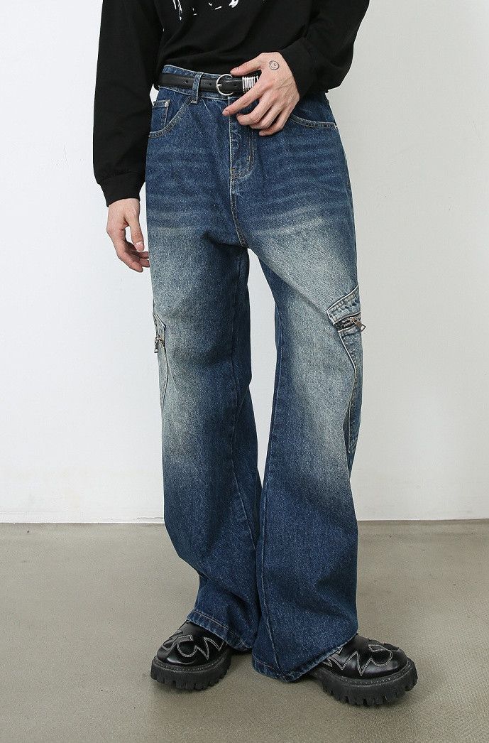 Japanese Brand × Jean Loose straight wide-leg custom pocket work jeans Size US 32 / EU 48 - 3 Thumbnail