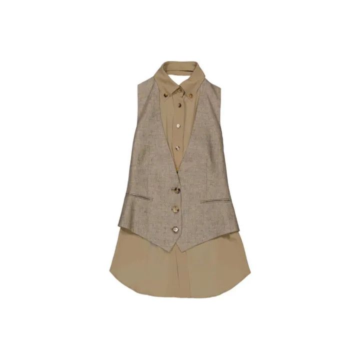 Burberry Burberry Brown Sleeveless Double-Breasted Shirt 0079 Size S / US 4 / IT 40 - 1 Thumbnail