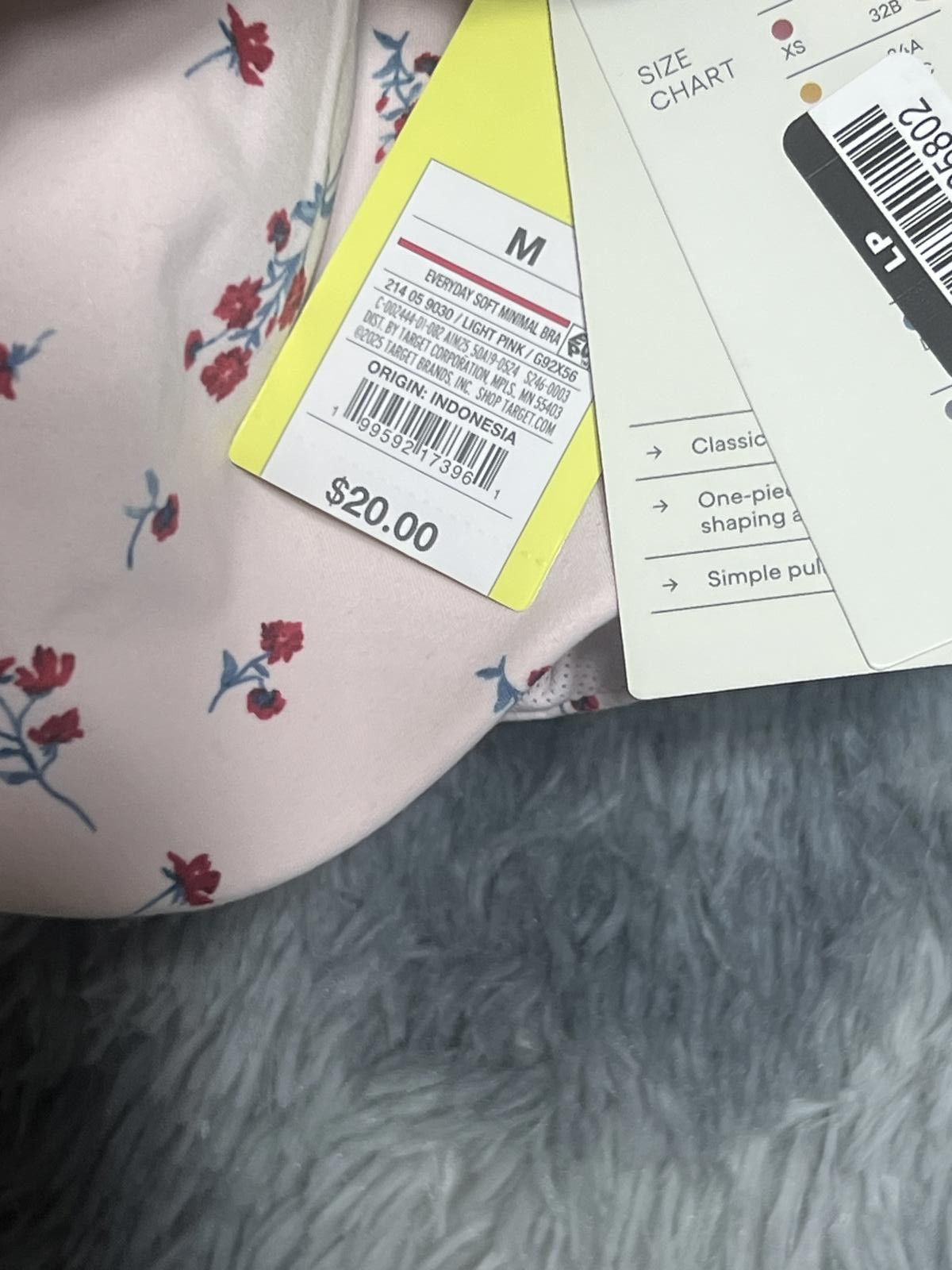 Other All In Motion Women's Soft Wireless Bra Pink Floral Medium Size ONE SIZE - 3 Thumbnail