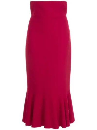 Dolce & Gabbana Dolce & Gabbana Ruffle Hem Cady Pencil Skirt In Raspberry Size 27" / US 4 / IT 40 - 1 Thumbnail