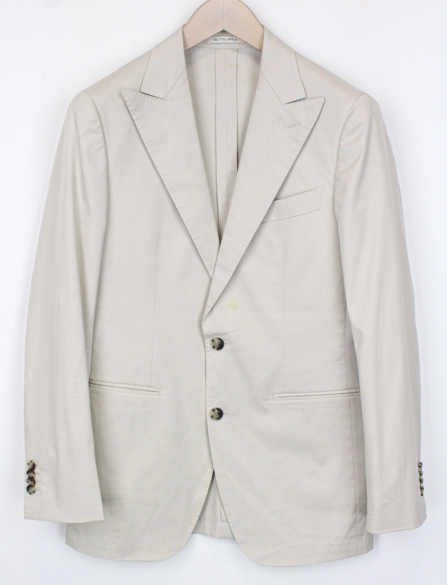image of Suitsupply Havana Uk36R Sand Melange Slim Cotton Silk Blazer 71469, Men's