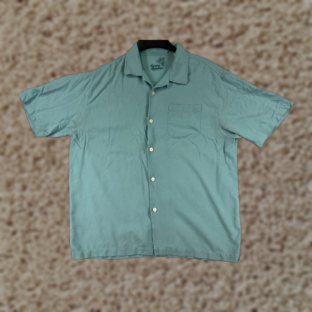Tommy Bahama Tommy Bahama Shirt Mens Large Green Silk Blend Button Up Hawaiian Camp Vacation Size US L / EU 52-54 / 3 - 1 Thumbnail