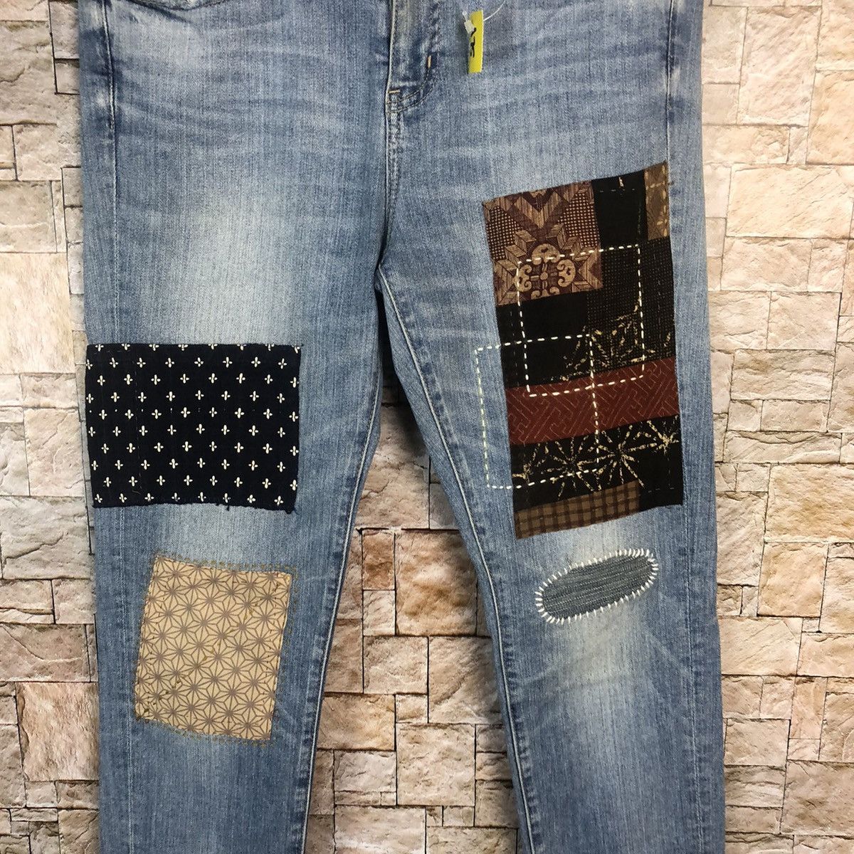 LOWRYS FARM Lowrys Farm sashiko patchwork Blue Denim Pants #A75 Size US 30 / EU 46 - 6 Thumbnail