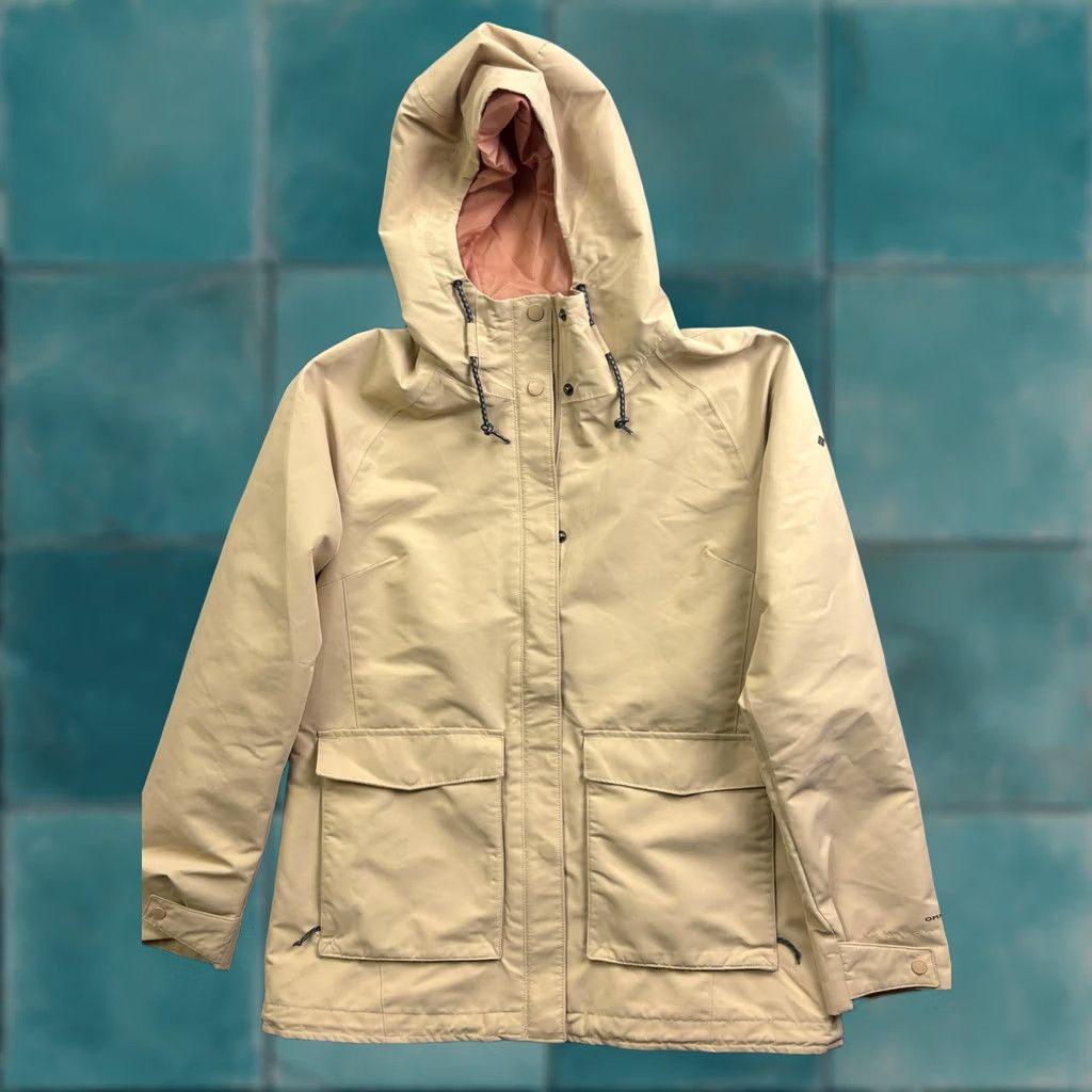 Vintage Columbia Jacket Womens M Beige Omni-Tech Hooded Waterproof Pockets Regular Zip Size M / US 6-8 / IT 42-44 - 1 Thumbnail