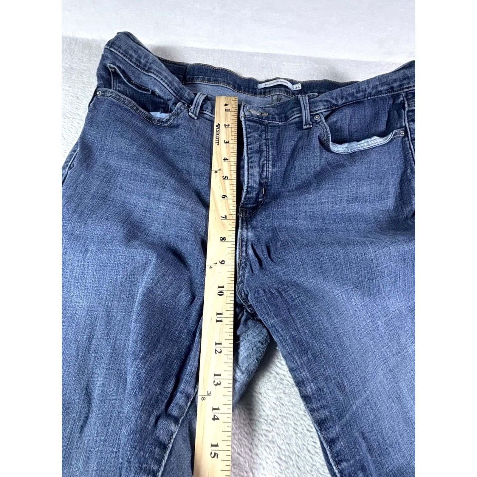 Levi's Levi's 311 Shaping Skinny Jeans Women Dark Wash Distressed 34x32 Denim 5-Pocket Logo Zipper Button Size 24" / US 00 / IT 34 - 3 Thumbnail
