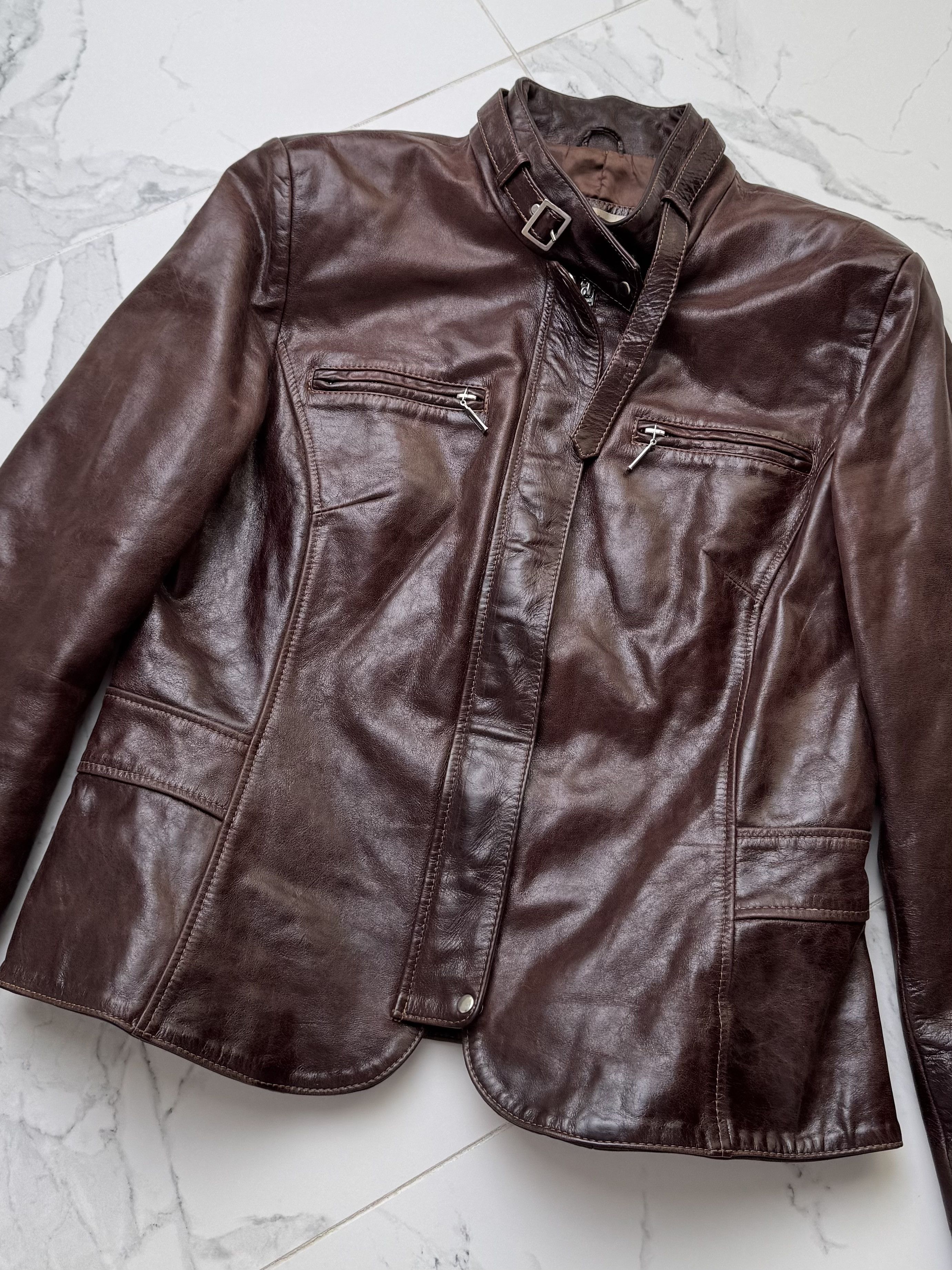 Genuine Leather Leather Biker Moto Jacket Womens L Fitted Y2K Zip Minimalist Size L / US 10 / IT 46 - 5 Thumbnail