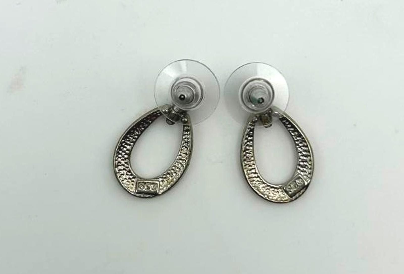 Elie Tahari Unisex Minimalist Sculptural Silver Tone Hoop Earrings Size ONE SIZE - 3 Thumbnail