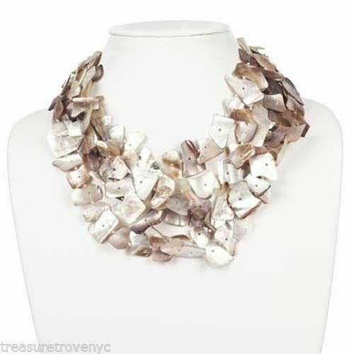 Designer Pink and White Mother of Pearl Shell Necklace Size ONE SIZE - 1 Thumbnail