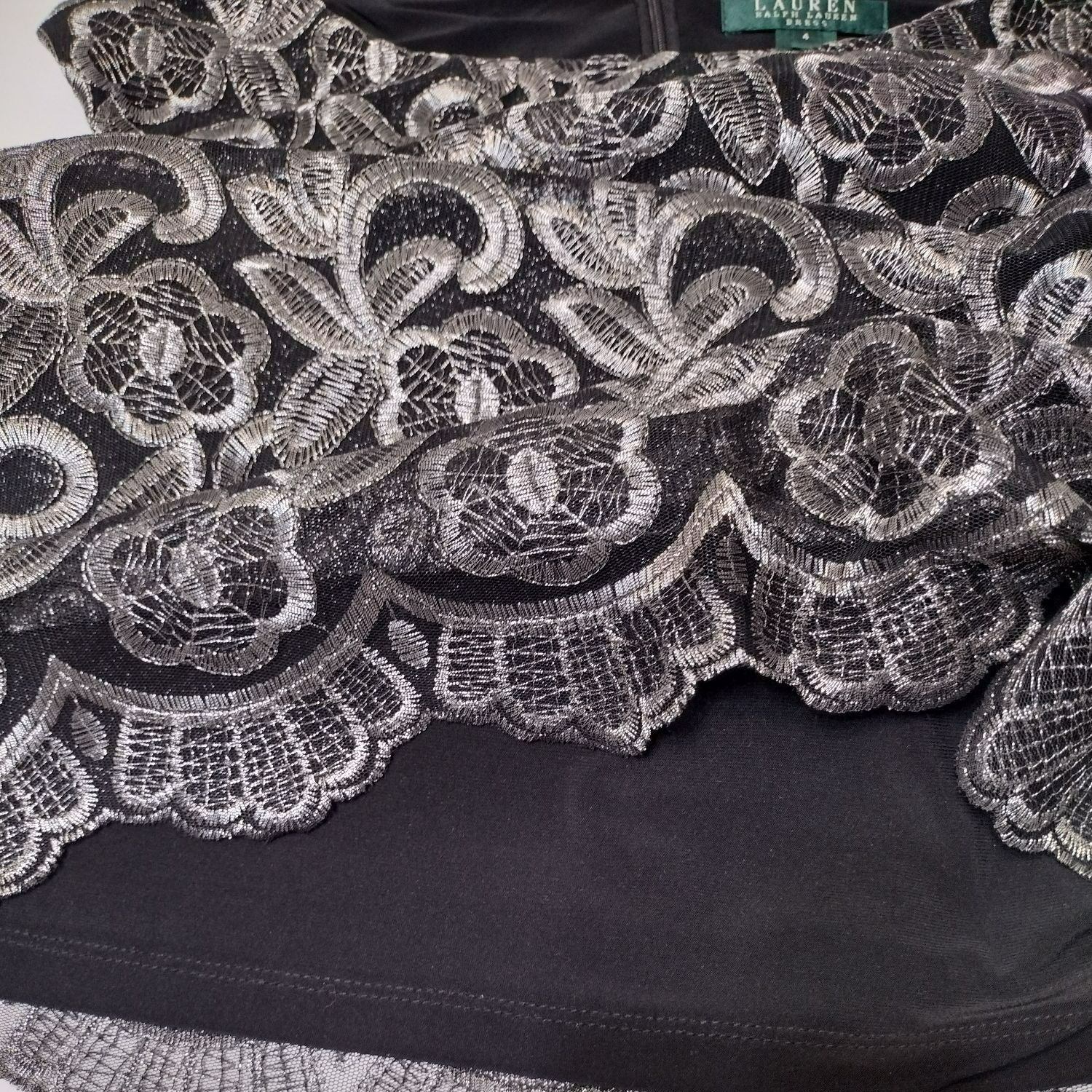 Lauren Ralph Lauren Lauren Ralph Lauren Silver Lace Overlay Black Mini  Party Dre | Grailed