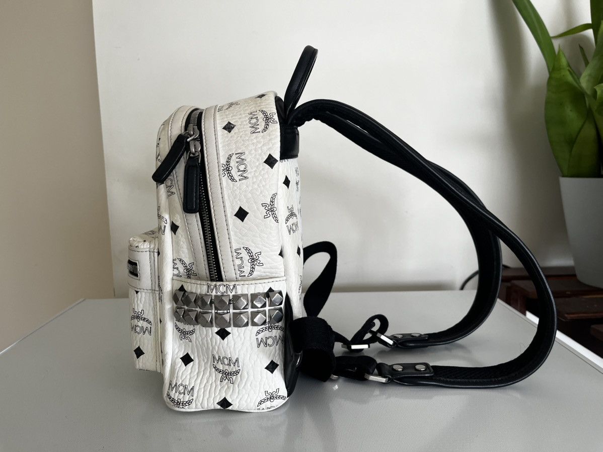 MCM Authentic MCM Stark Visetos Studs Small Backpack | White Size ONE SIZE - 7 Thumbnail