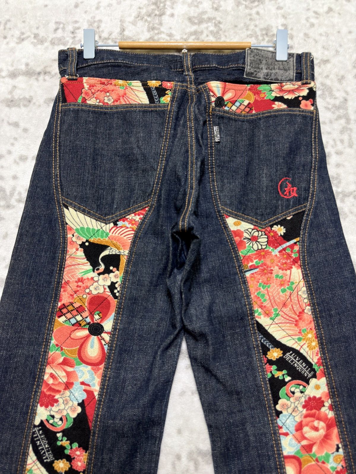 Karakuri Tamashii Juvenile Delinquent Wagara Kimono Panel Straight Denim Jeans Size US 30 / EU 46 - 8 Thumbnail