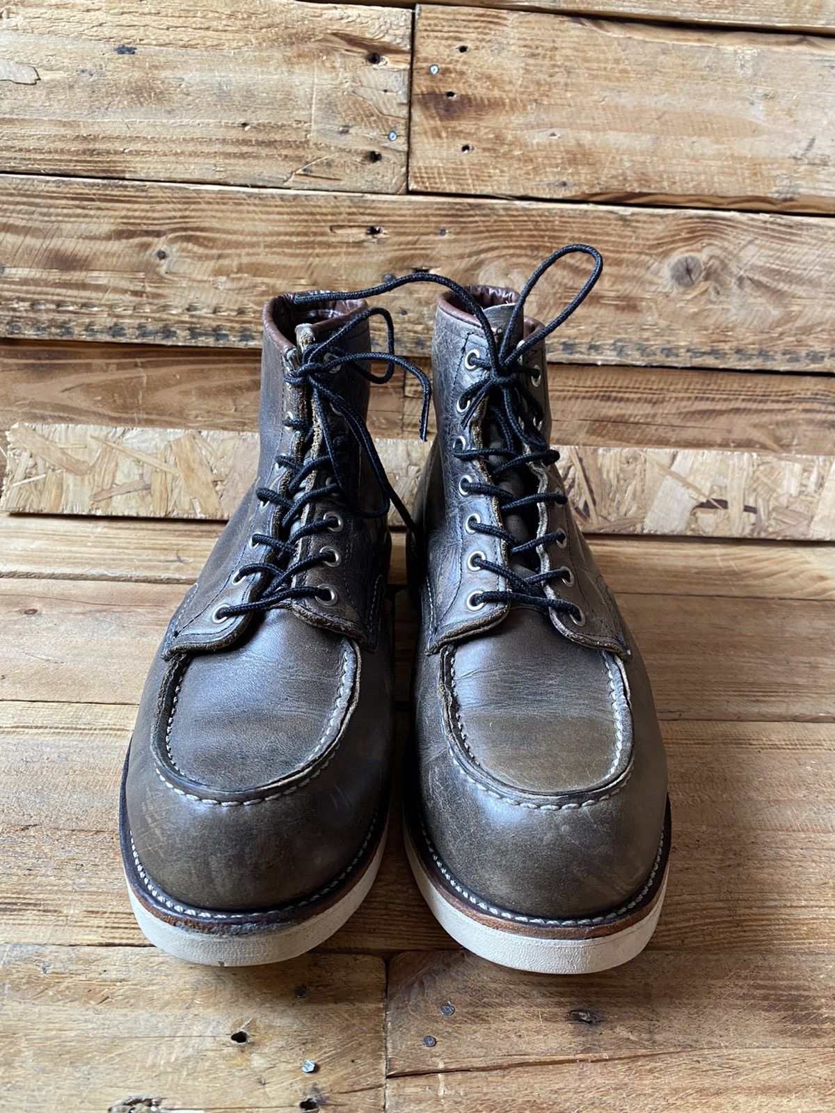 Red Wing Redwing moc-toe charcoal rough leather boots sz12D Size US 12 / EU 45 - 2 Thumbnail
